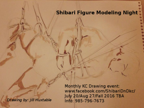 2016-07 - KC - Shibari drawing night promotion Summer 2016 13417483 10206877137468335 4241270735723953464 n shibari DnD Jill Huxtable model‎ Jane Asylum